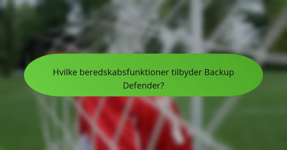 Hvilke beredskabsfunktioner tilbyder Backup Defender?