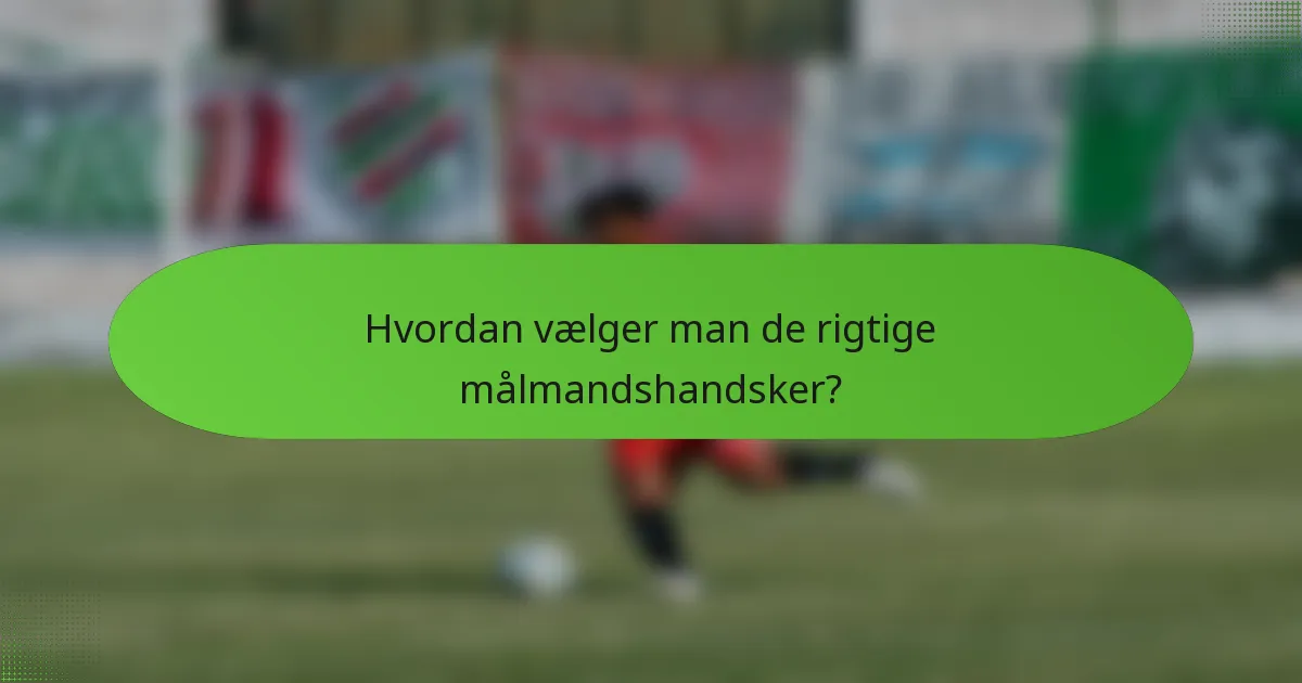 Hvordan vælger man de rigtige målmandshandsker?